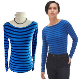 GAP Modern Long Sleeve Stripe Boatneck T-Shirt
